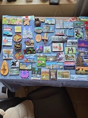 85 Vintage Assorted Travel & Souvenir Refrigerator Magnets - Multicolor